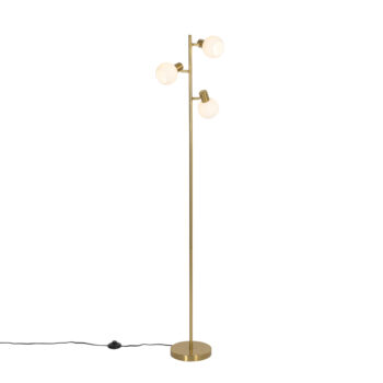 Stojaca lampa zlatá s opálovým sklom 3-svetlo nastaviteľná - Anouk