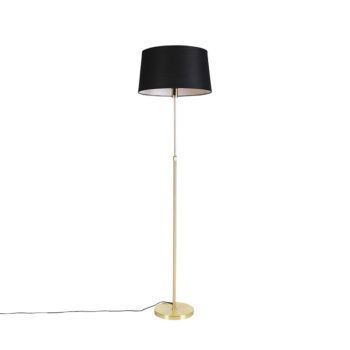 Stojaca lampa zlatá/mosadzná s čiernym ľanovým tienidlom 45 cm - Parte