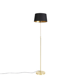 Stojaca lampa zlatá/mosadzná s čiernym tienidlom 35 cm nastaviteľná - Parte