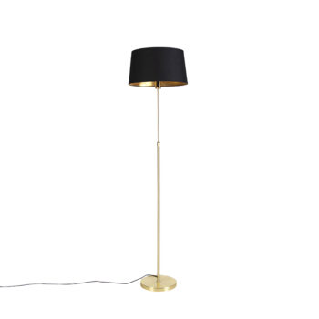 Stojaca lampa zlatá/mosadzná s čiernym tienidlom 45 cm nastaviteľná - Parte