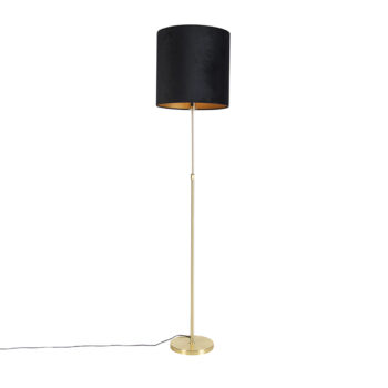 Stojaca lampa zlatá/mosadzná s čiernym zamatovým tienidlom 40/40 cm - Parte