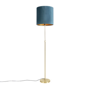Stojaca lampa zlatá/mosadzná s modrým zamatovým tienidlom 40/40 cm - Parte
