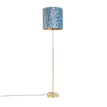 Stojaca lampa zlatá/mosadzná s tienidlom z zamatu s motívom motýľov 40/40 cm - Parte
