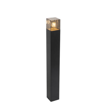 Stojaca vonkajšia lampa čierna 70 cm IP44 s dymovým sklom - Denmark