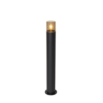 Stojaca vonkajšia lampa čierna s dymovým tienidlom 70 cm - Odense