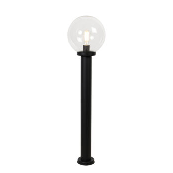 Stojaca vonkajšia lampa čierna s priehľadnou guľou 100 cm IP44 - Sfera