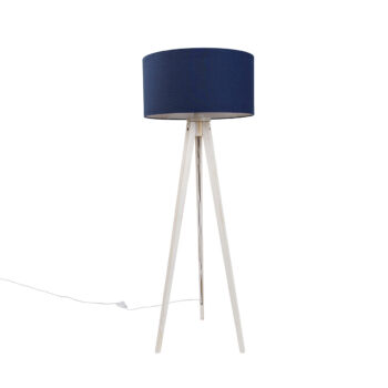 Stojacia lampa s trojnožkou biela s tmavomodrým látkovým tienidlom 50 cm - Tripod Classic