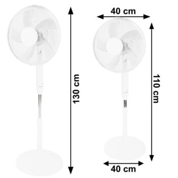 Stojanový ventilátor 5 lopatkový - biely 45 W
