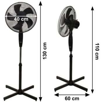 Stojanový ventilátor 5 lopatkový - čierny 45 W