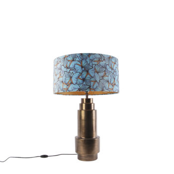 Stolná lampa bronzová s tienidlom z zamatového motýľa 50 cm - Bruut