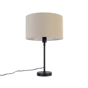 Stolná lampa čierna nastaviteľná s tienidlom svetlohnedá 35 cm - Parte