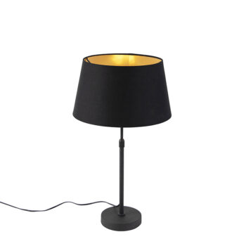 Stolná lampa čierna s tienidlom čiernym so zlatom 35 cm - Parte
