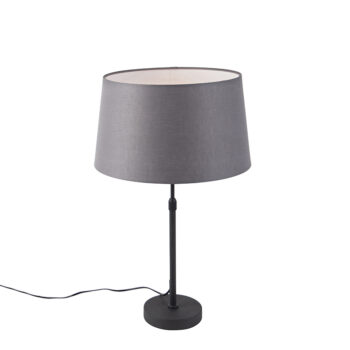 Stolná lampa čierna s tienidlom z ľanu sivá 35 cm nastaviteľná - Parte
