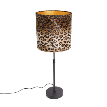 Stolná lampa čierna s tienidlom z zamatu s leopardím vzorom 25 cm - Parte
