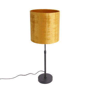 Stolná lampa čierna zamatový tienidlo zlatá 25 cm nastaviteľná - Parte