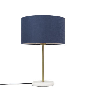Stolná lampa mosadz s modrým tienidlom 35 cm - Kaso