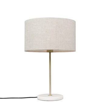 Stolná lampa mosadz s sivým tienidlom 35 cm - Kaso