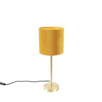 Stolná lampa mosadz s žltým tienidlom 20 cm - Simplo