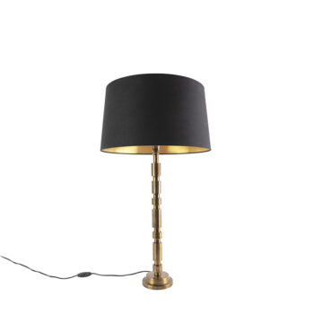 Stolná lampa v štýle Art Deco bronzová s čiernym bavlneným tienidlom 45 cm - Torre
