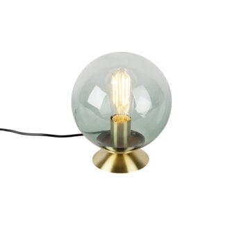 Stolná lampa v štýle Art Deco mosadz so zeleným sklom - Pallon