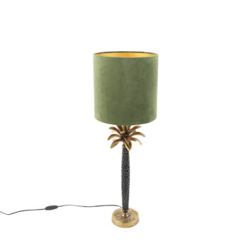 Stolná lampa v štýle Art Deco s tienidlom z zamatu zelená 25 cm - Areka