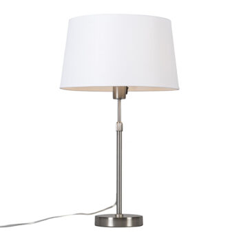 Stolná lampa z ocele s bielym tienidlom 35 cm nastaviteľná - Parte