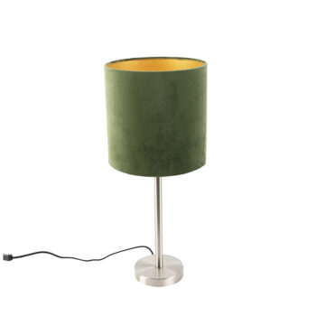 Stolná lampa z ocele so zeleným tienidlom 25 cm - Simplo
