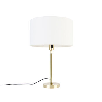 Stolná lampa zlatá nastaviteľná s tienidlom bielym 35 cm - Parte
