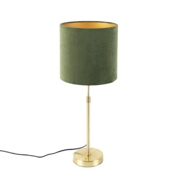 Stolná lampa zlatá/mosadz s tienidlom zo zamatu zelená 25 cm - Parte