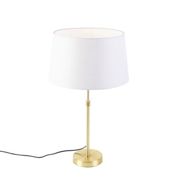 Stolná lampa zlatá/mosadzná s bielym ľanovým tienidlom 35 cm - Parte