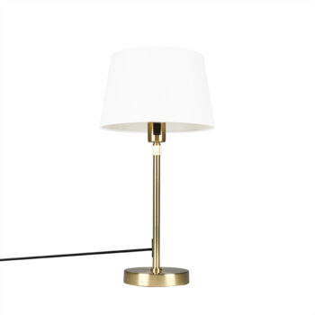 Stolná lampa zlatá/mosadzná s bielym tienidlom 25 cm nastaviteľná - Parte