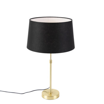 Stolná lampa zlatá/mosadzná s čiernym ľanovým tienidlom 35 cm - Parte