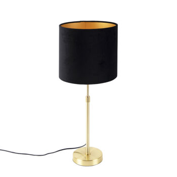 Stolná lampa zlatá/mosadzná s čiernym zamatovým tienidlom 25 cm - Parte