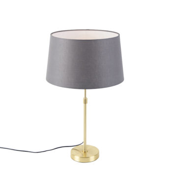 Stolná lampa zlatá/mosadzná s sivým ľanovým tienidlom 35 cm - Parte
