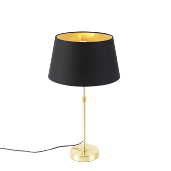 Stolná lampa zlatá/mosadzná s tienidlom čiernym so zlatom 32 cm - Parte