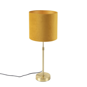 Stolná lampa zlatá/mosadzná so žltým zamatovým tienidlom 25 cm - Parte