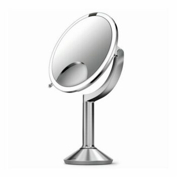 Stolní kosmetické zrcadlo s LED osvětlením a dotykovým ovládáním Simplehuman Sensor TRIO, 20 cm | nerezová