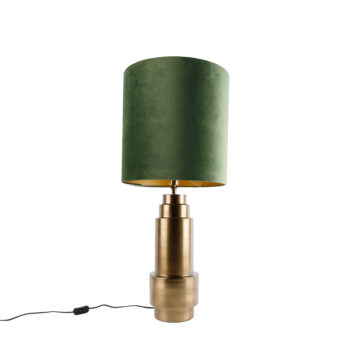 Stolová lampa Bronzový zamatový tienidlo zelená so zlatom 40 cm - Bruut