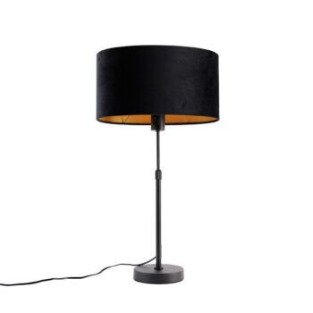 Stolová lampa čierna s oválnym zamatovým tienidlom čiernym 35 cm - Parte