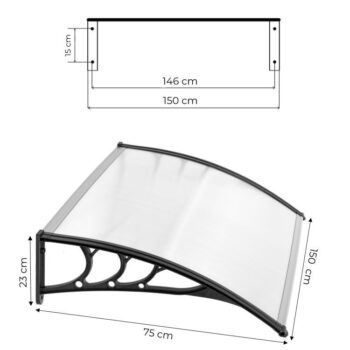 Strieška nad vchodové dvere – polykarbonátová Šírka: 80 cm | Dĺžka: 150 cm