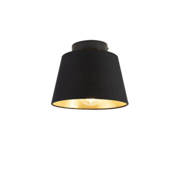 Stropné svietidlo s bavlneným tienidlom čierne so zlatom 20 cm - Combi Black