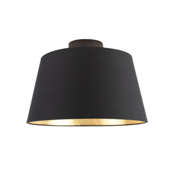 Stropné svietidlo s bavlneným tienidlom čierne so zlatom 32 cm - Combi Black