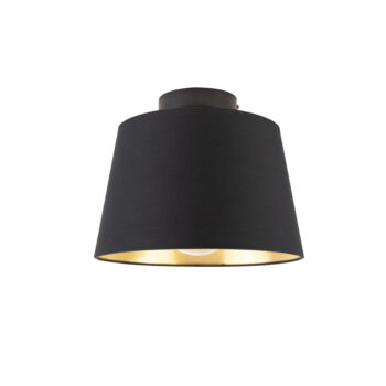 Stropné svietidlo s tienidlom z bavlny čierne so zlatom 25 cm - Combi Black
