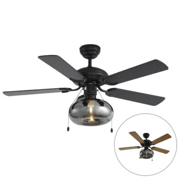 Stropný ventilátor čierny 107,5 cm s ťahovým spínačom - Mistral Busa
