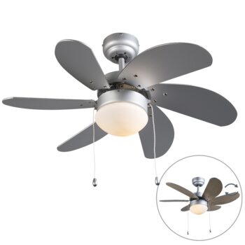 Stropný ventilátor oceľový s potlačou dreva 80 cm s ťahovým spínačom - Fresh