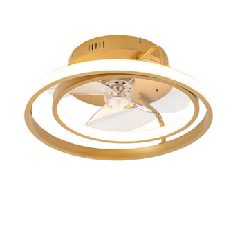 Stropný ventilátor zlatý 46,5 cm vrátane LED s diaľkovým ovládaním - Kees