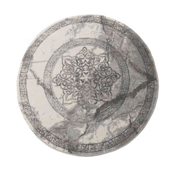 Štýlový sivý okrúhly koberec so vzorom mandaly Šírka: 120 cm | Dĺžka: 120 cm