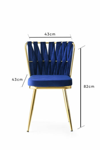 Súprava jedálenských stoličiek Kusakli Navy Blue and Gold, 4 ks, 4 ks