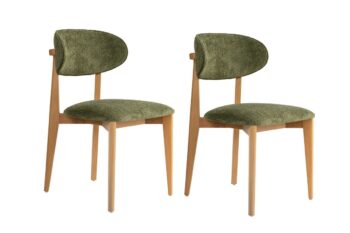 Súprava jedálenských stoličiek Lionte Green and Light Oak, 2 ks