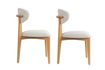 Súprava jedálenských stoličiek Lionte White and Light Oak, 2 ks